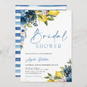 Carrelage bleu Citron nuptiale douche Invitation (Devant / Derrière)
