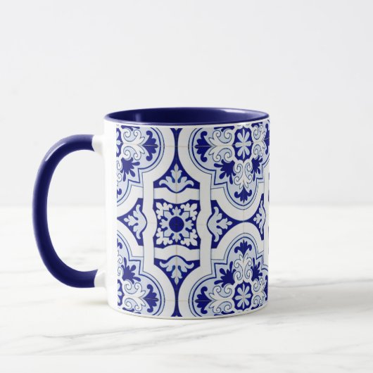 Carrelage bleu et blanc Talavera look Mug (Gauche)