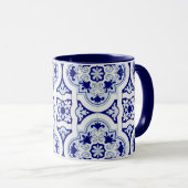 Carrelage bleu et blanc Talavera look Mug (Devant droit)