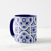 Carrelage bleu et blanc Talavera look Mug (Devant gauche)