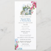 Carrelage bleu floral | Programme de mariage de Gr (Devant)