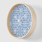 Carrelage bleu Horloge murale imprimée | Élégance  (Angle)