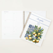 Carrelage bleu italien et citrons | votre nom (Devant avec enveloppe)