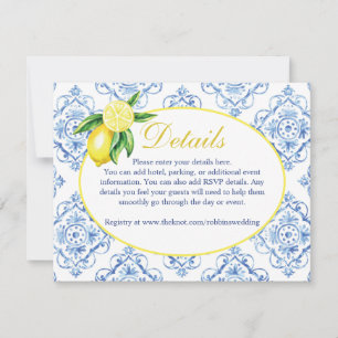 Carrelage bleu Italien Floral Lemon Détails Carte