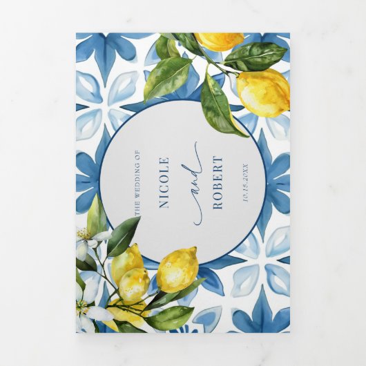 Carrelage bleu | Méditerranée | Invitation au mari (Page de couverture)