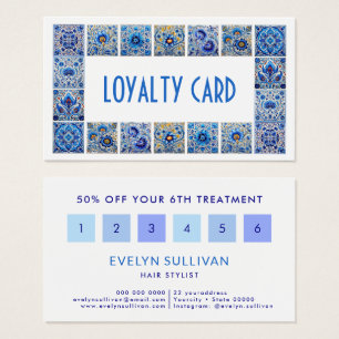 Carrelage bleu méditerranéen cadre carte de fidéli