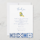 Carrelage bleu méditerranéen carte de remerciement (Dos)