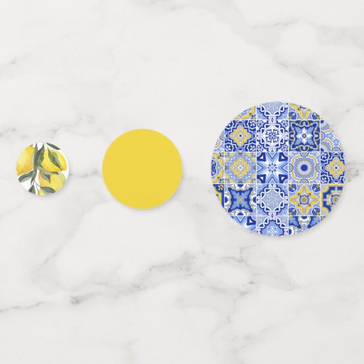 Carrelage bleu méditerranéen et confetti d'agrumes (Devant)