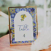 Carrelage Bleu Méditerranéen et numéro de table d'