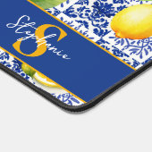 Carrelage Citron Bleu Blanc Motif Monogramme Nom C (Coin)