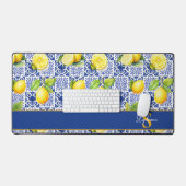 Carrelage Citron Bleu Blanc Motif Monogramme Nom C (Clavier et souris)