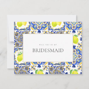 Carrelage de citron méditerranéen Bridesmaid Carte