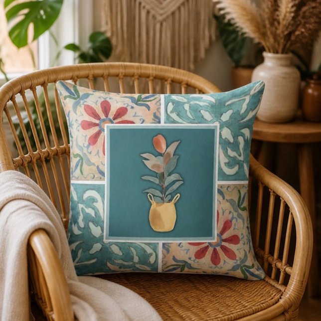 Carrelage décoratif Boho et oreiller fleuri (Créateur téléchargé)
