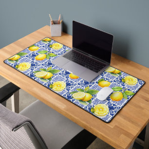 Carrelage en forme de citron bleu blanc méditerran
