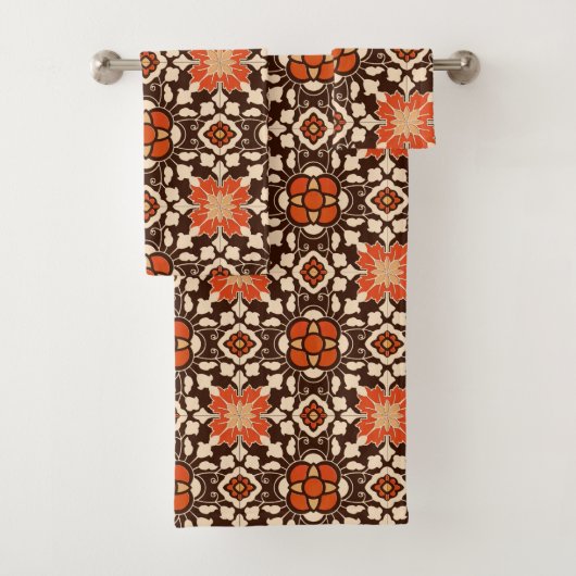 Carrelage Floral marocain, Brown, Rust et Beige (En situation)