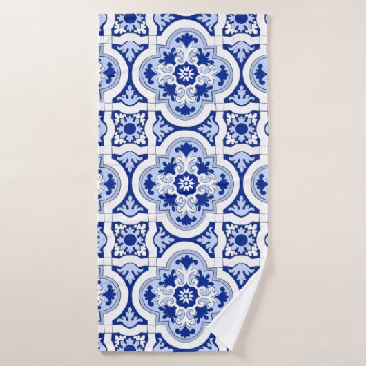 Carrelage italien, majolica, bleu et blanc motif   (Serviette de bain)