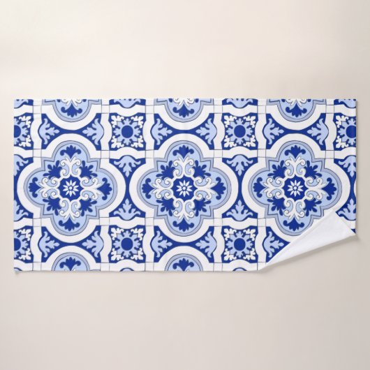 Carrelage italien, majolica, bleu et blanc motif   (Serviette de bain)
