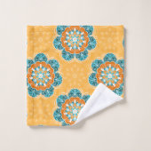 Carrelage Mandala floral en Orange et Turquoise (Gant de toilette)