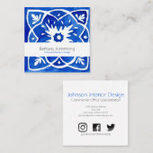 Carrelage méditerranéen Carte de visite bleu et bl (Devant / Derrière)