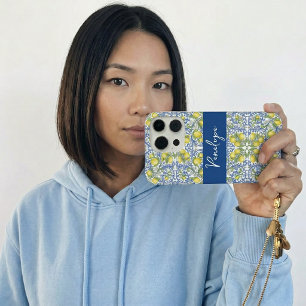 Carrelage Motif Méditerranéen Citron Bleu Blanc