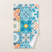 Carrelage orange et bleu (Serviette à main)
