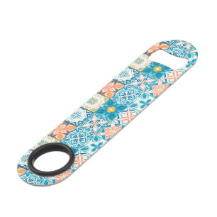 Carrelage orange et bleu