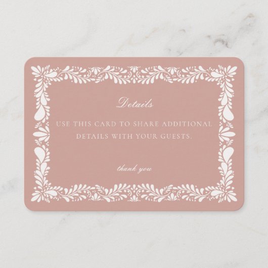 Carrelage rose Talavera Détails Carte Invitation I (Devant)