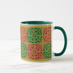 Carrelage rouge et vert Art Café de Noël Mug