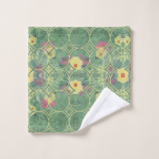 Carrelage vert floral (Gant de toilette)