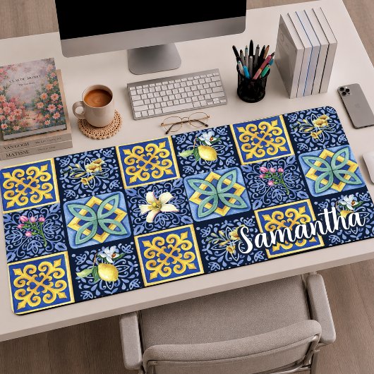 Carrelage vibrant bleu sarcelle motif sicilien Cit