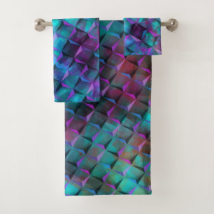 carrés 3D colorés bleu lilas à rose ou triangle