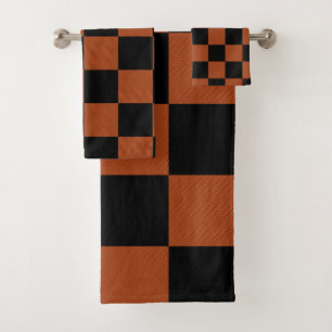 Carrés à carreaux noirs et orange Buffalo Plaid