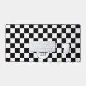 Carrés à damier Noir et Blanc monogramme rétro (Clavier et souris)