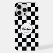 Carrés à damier noir et blanc rétro Monogramme (Verso)