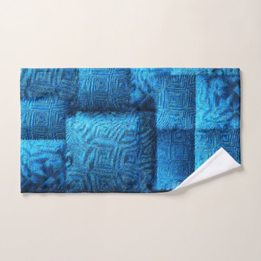 Carrés bleu vif au design tribal abstrait (Serviette à main)