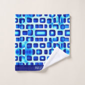 Carrés bleus et Rectangles Motif isométrique (Gant de toilette)