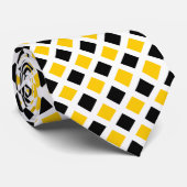 Carrés diagonaux - orange et noir sur Cravate blan (Roulé)