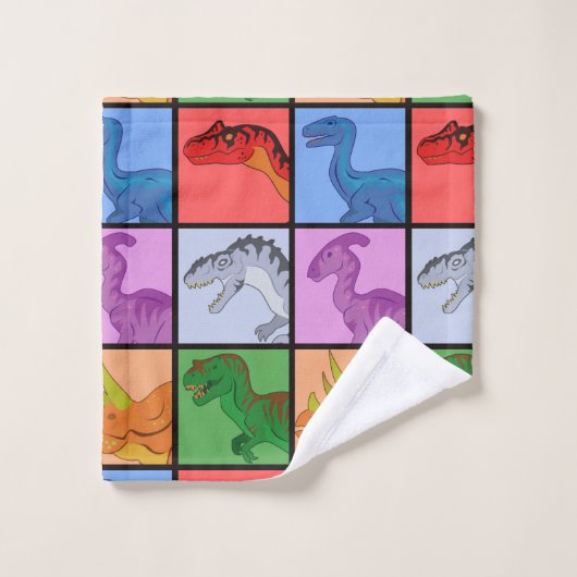 Carrés dinosaures (Gant de toilette)