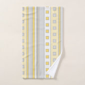 Carrés et rayures géométriques, Jaune, Gris, Crème (Serviette à main)
