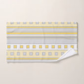 Carrés et rayures géométriques, Jaune, Gris, Crème (Serviette à main)