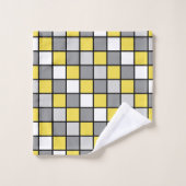 carrés jaunes et gris (Gant de toilette)