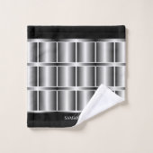 Carrés Noir Et Argent Et Motif De Tailles (Gant de toilette)