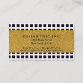 Carrés noirs sur Carte de visite blanc & or chic (Dos)