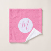 Carrés ondulés rose clair Personnaliser l'initiale (Gant de toilette)