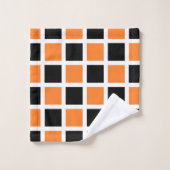 Carrés orange et noir blanc (Gant de toilette)