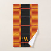 Carrés Orange Noir Et Doré (Serviette à main)