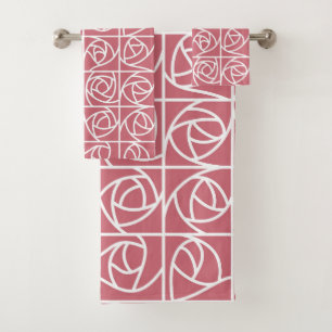 Carrés Roses Art Déco Stylisé rose floral