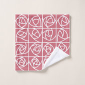 Carrés Roses Art Déco Stylisé rose floral (Gant de toilette)