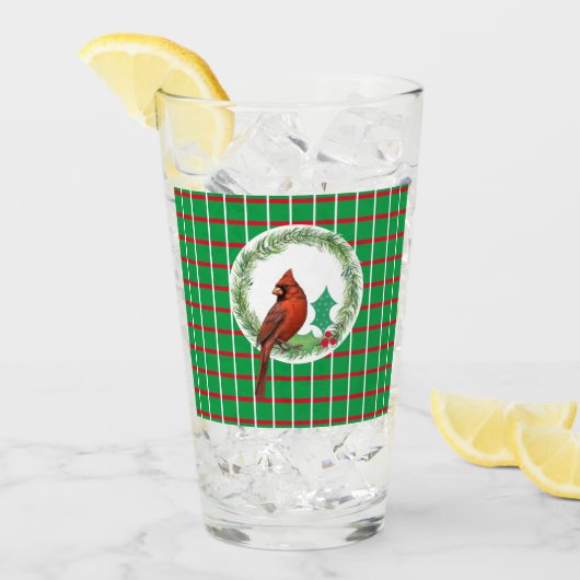 Carrés verts avec Red & White Lines Coupe en verre (Devant glace)