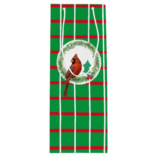 Carrés verts avec Rouge & Blanc Lignes Vin Sac Cad (Devant)